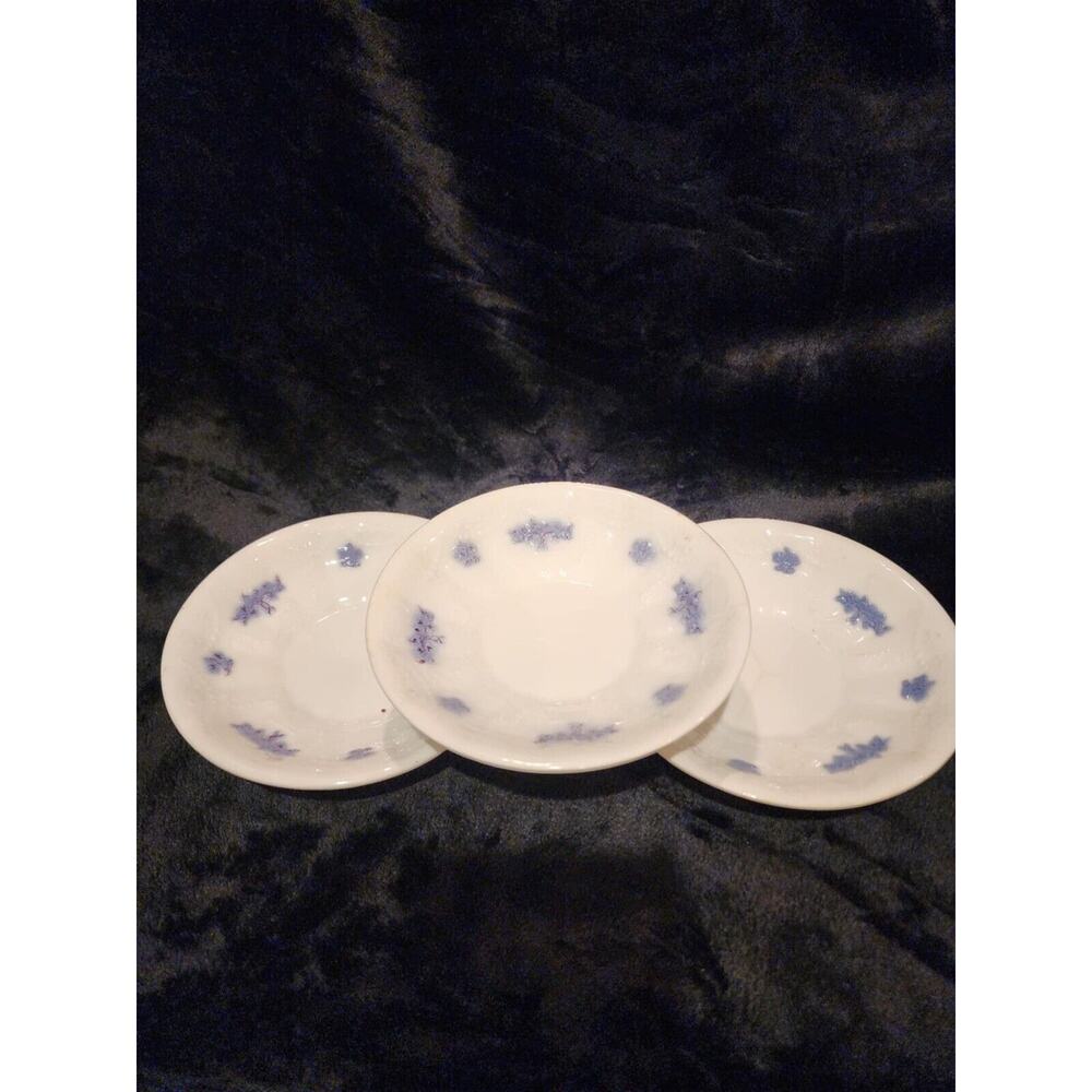 Antique Victorian Delft Ironstone Saucer CHELSEA GRAPE Lusterware Set Of 3